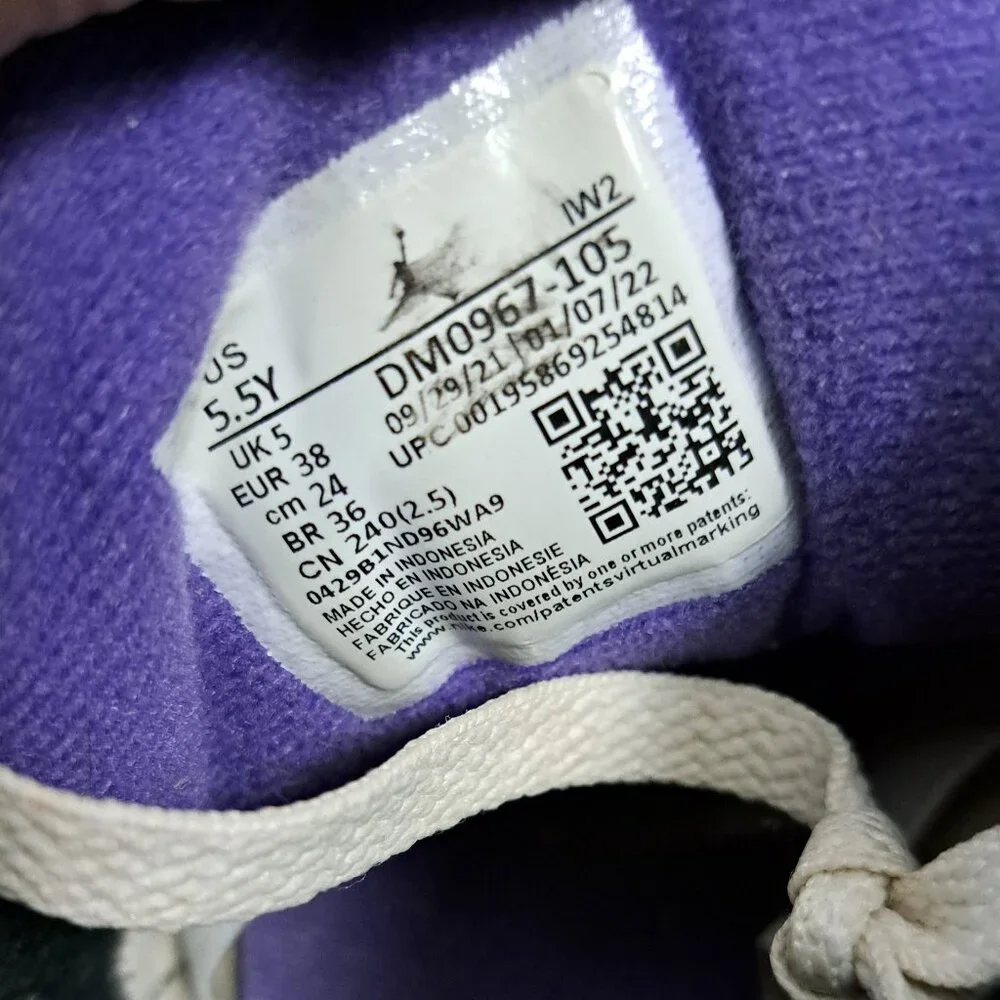 %Nike Size 5.5Y Air Jordan 3 Retro GS DM0967-105 White Purple AJ6